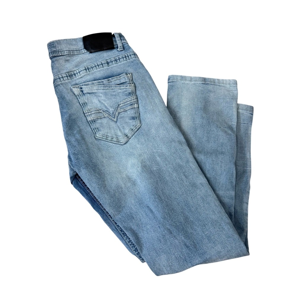 Cultura New York Mens Light Wash Distressed Denim Jeans W34 L32